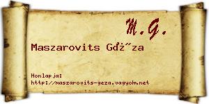 Maszarovits Géza névjegykártya