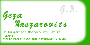 geza maszarovits business card